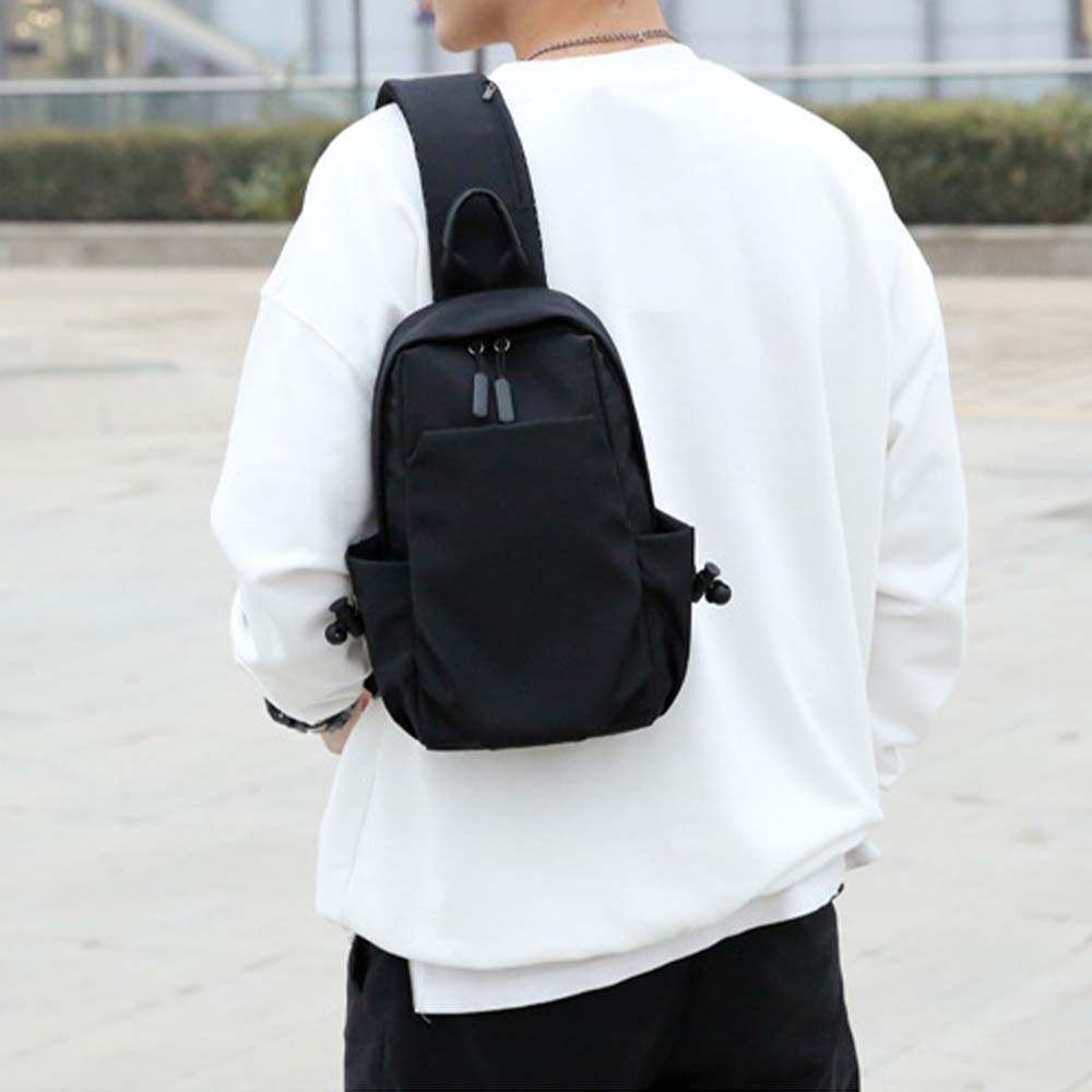 Men's nylon chest bag with a portable design and zipper detail