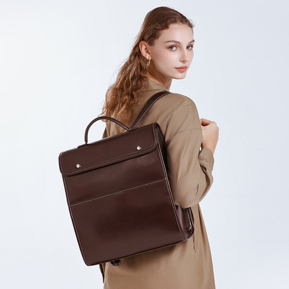 Dollcini valódi bőr női hátizsák – elegáns retro stílus, laptop rekesszel, üzleti és mindennapi használatra,Több színben