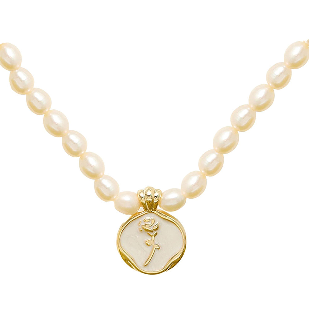 Dollcini Pearl ékszerkészlet 4/8/10 mm - Rózsa/tulipán medál nyaklánc és gyöngy fülbevaló