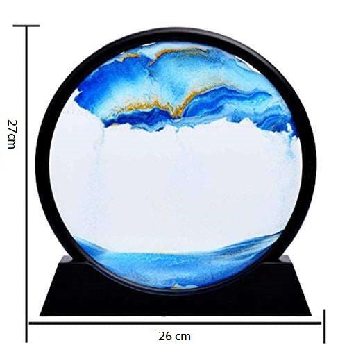 Dollcini Home 3D Dynamic Sand Painting – Medium Glass Frame Decoration, 12", 27 cm