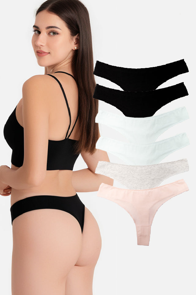 Dollcini,Tanga női bugyi,95% Pamut + Spandex-Többszínű, 6 db-os Csomag,3682
