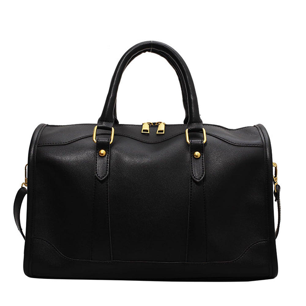 women's shoulder bag, black, in faux leather, with adjustable strap, as a variant