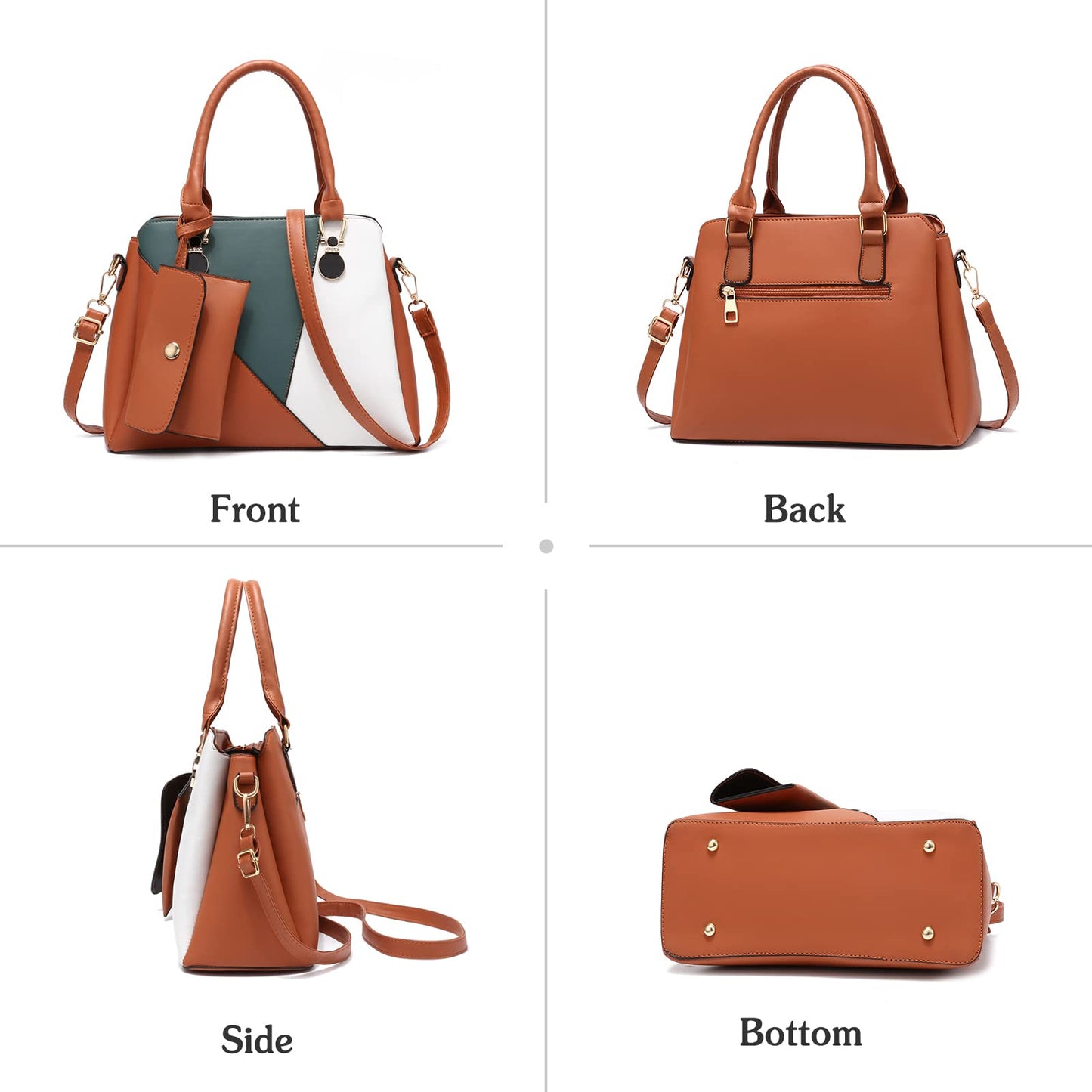 Dollcini háromszínű női kézitáska – Elegáns PU bőr válltáska és crossbody táska pénztárcával,Több színben