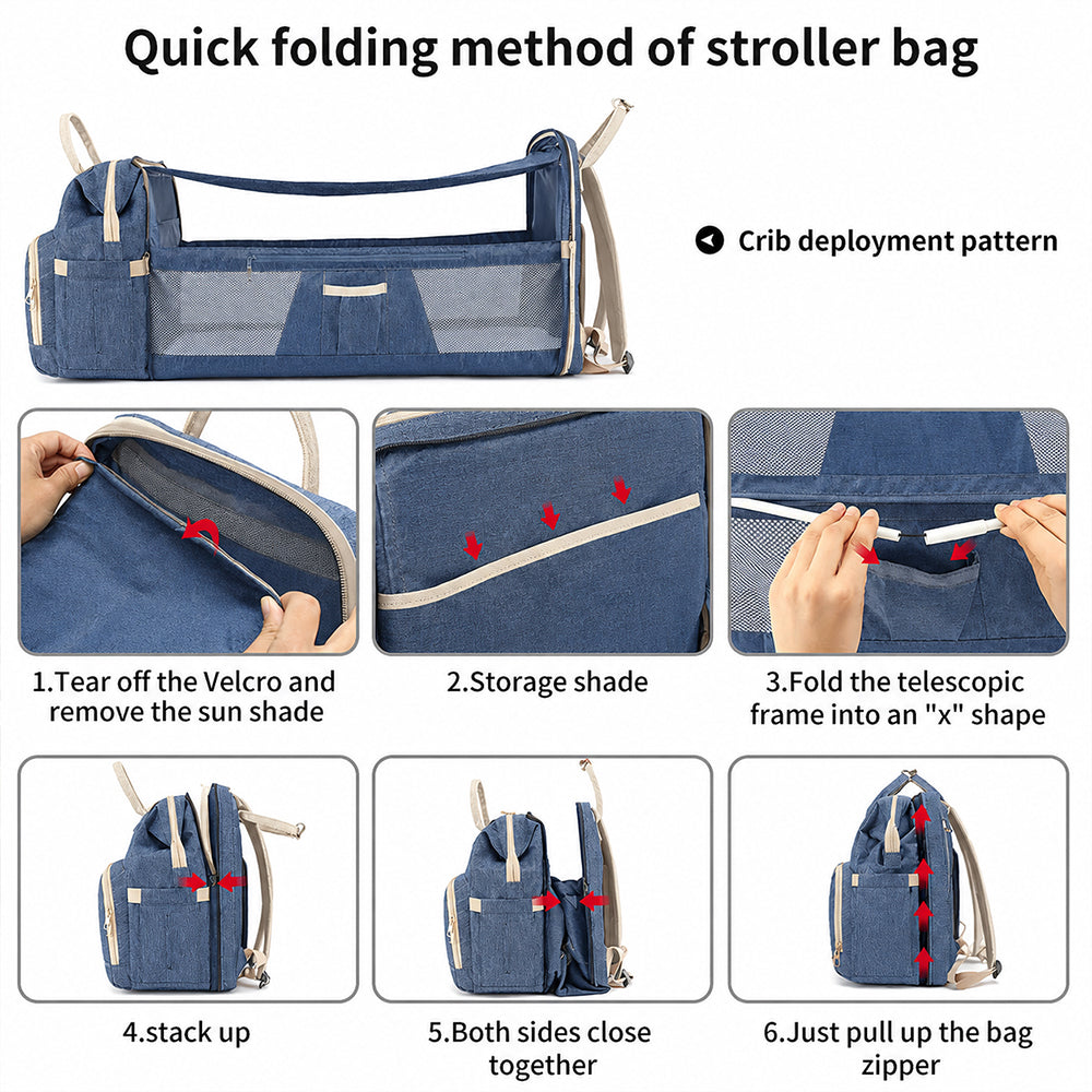 Dollcini Multifunctional Baby Backpack – Foldable Baby Bed