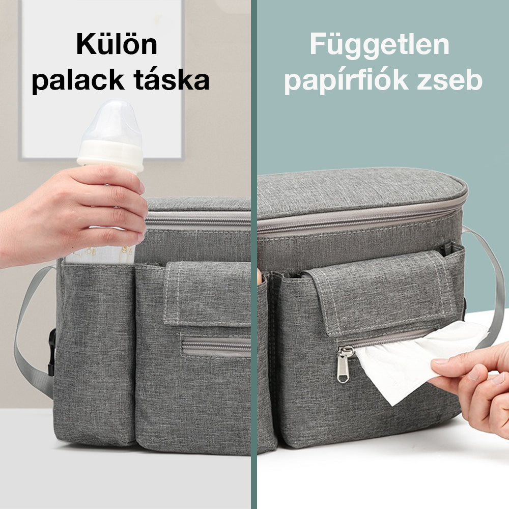 Dollcini Univerzális Babakocsi Táska – Többzsebes Pelenkatároló és Babakocsi Rendszerező