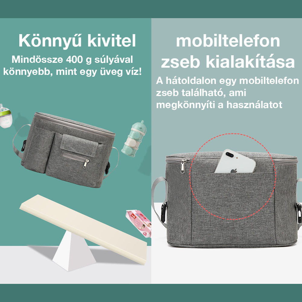 Dollcini Univerzális Babakocsi Táska – Többzsebes Pelenkatároló és Babakocsi Rendszerező
