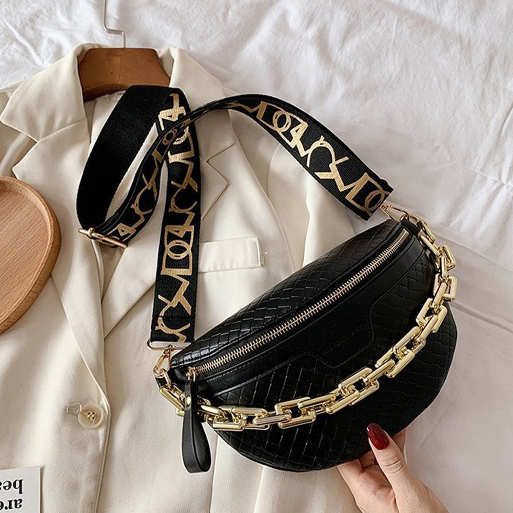 Dollcini Eleganten ženski ramenski krožnik – Umetno usnje, verižni crossbody