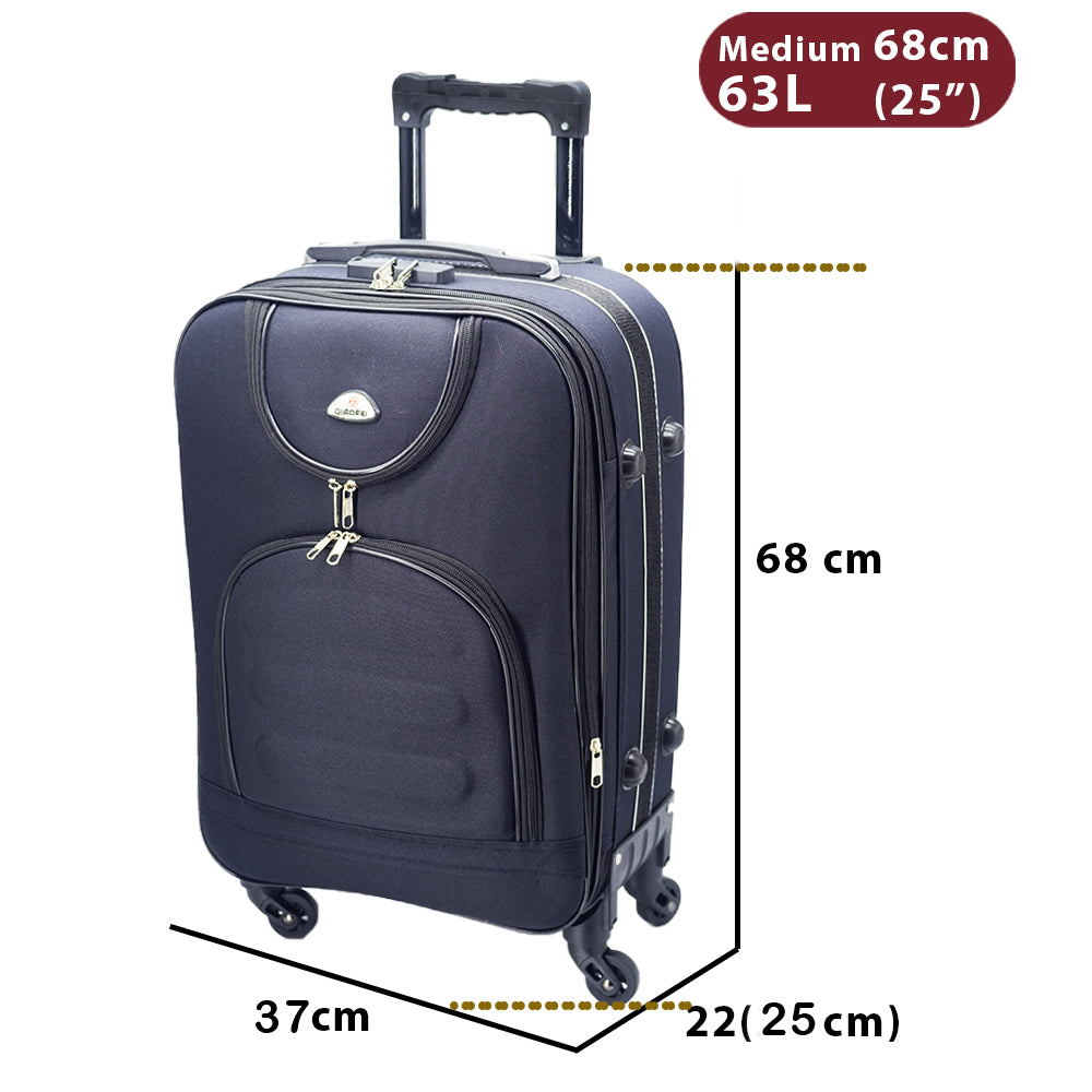 soft-sided suitcase, dark blue, 63 l, with 68 cm size guide
