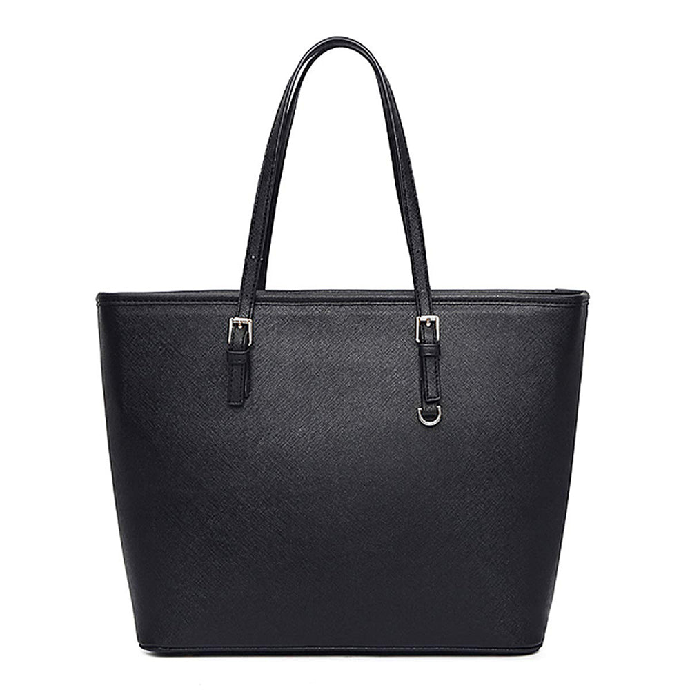 Dollcini Classic fekete nagy kapacitású női kézitáska - Elegáns vízálló PU bőr válltáska munkához, utazáshoz, Több színben