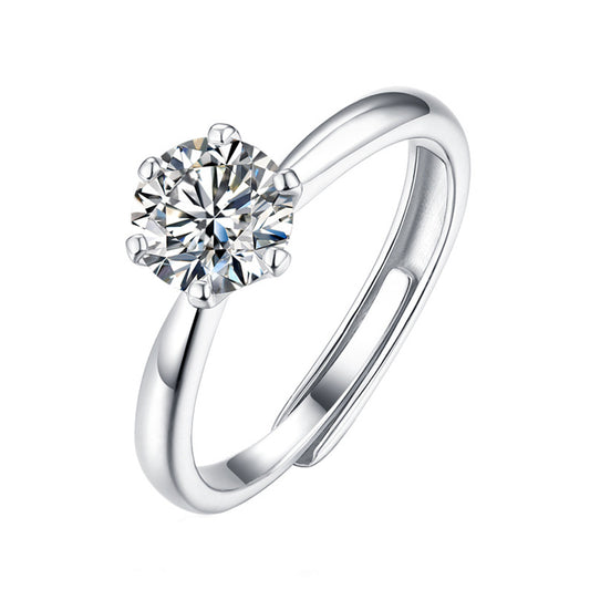 Inel Moissanite Dollcini de 3 carate cu 6 dinte pentru femei D Color VVS1 Clarity Laboratory Inel de logodnă cu diamante 14K Aur alb Argint Sterling Ezust Mat