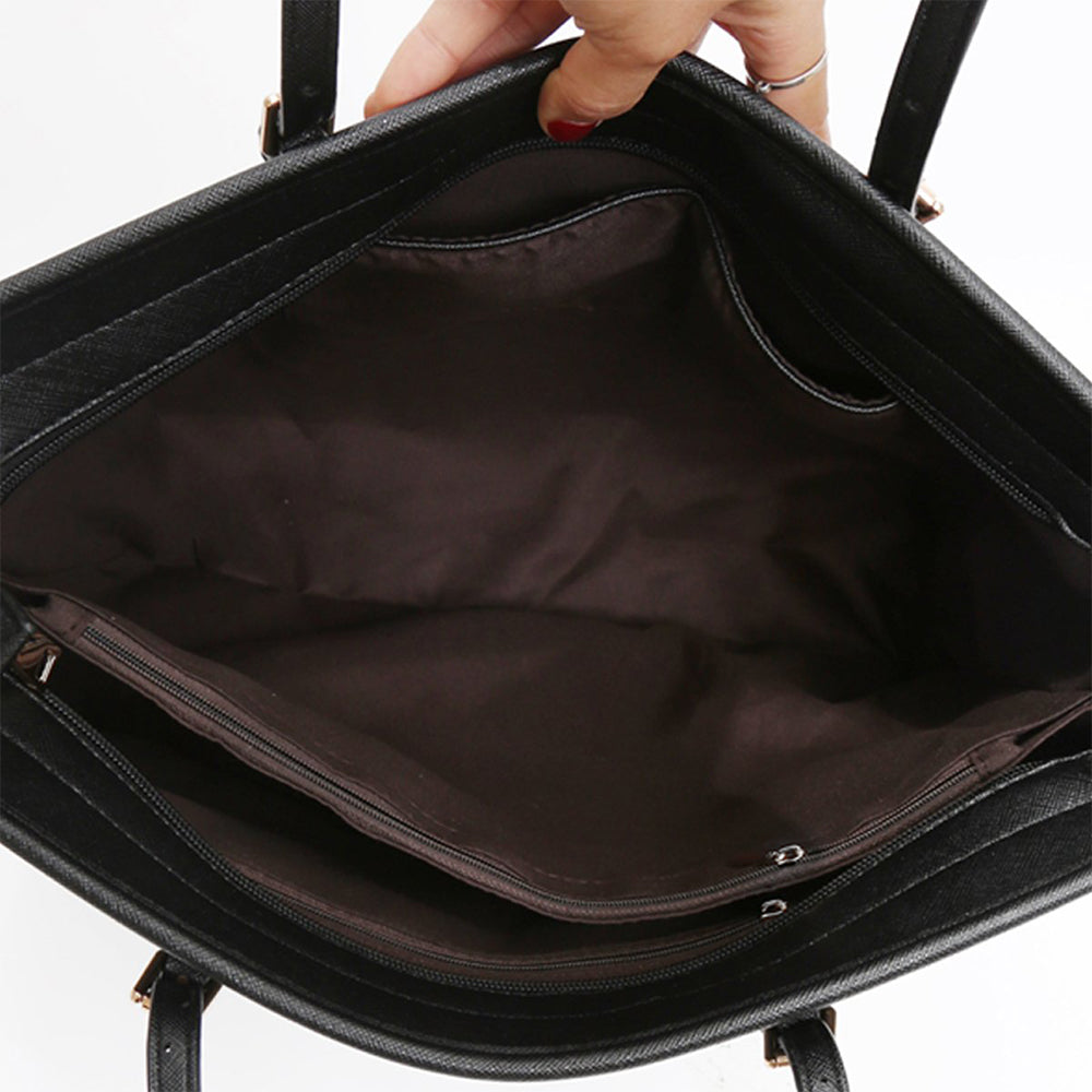 Dollcini Classic fekete nagy kapacitású női kézitáska - Elegáns vízálló PU bőr válltáska munkához, utazáshoz, Több színben