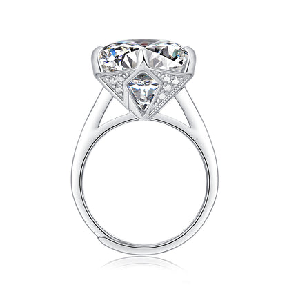 Dollcini 10 Carat Moissanite Ring – 925 Sterling Silver, Classic Six-Prong Setting (Adjustable Size)