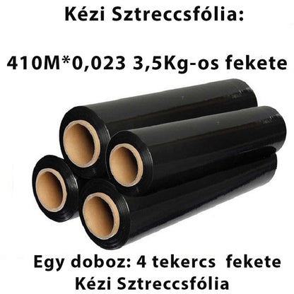 Dollcini, Sztreccsfólia, Vastag 410M, 50CM Széles, 23 Mikron vastag, Zsugorfólia tekercs, Fekete