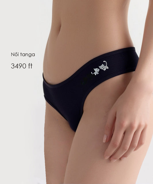 Dollcini,Tanga női bugyi,Cicamintás női bugyi,95% Pamut + Spandex-Többszínű, 6 db-os Csomag