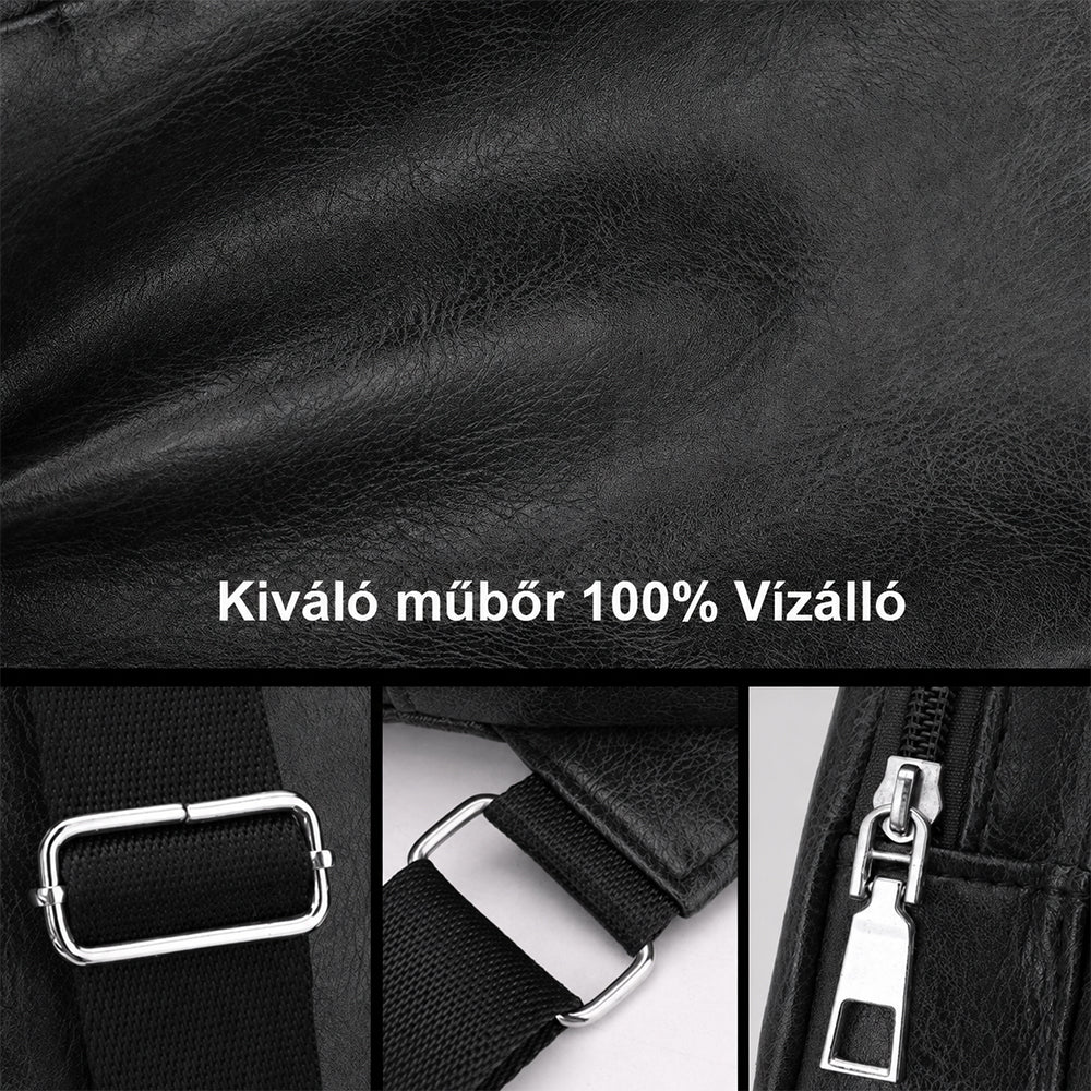 Dollcini unisex műbőr válltáska – karcálló, USB porttal.