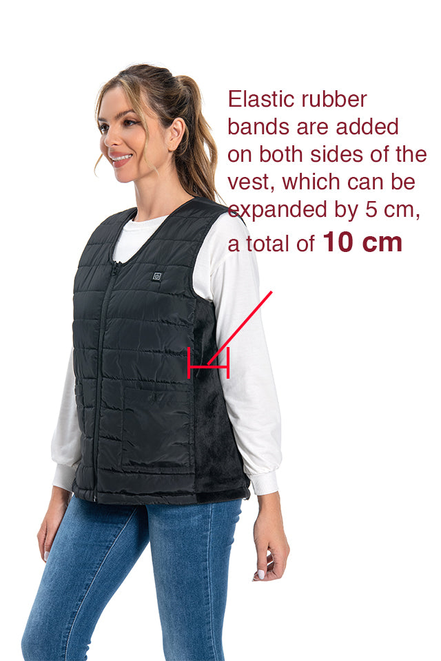 Dollcini, Elegant Women's Heated Vest, Winter Vest, 9 Heated Zone Inner Vest, USB Heating System, Windproof Electric Insulated Jacket, Black