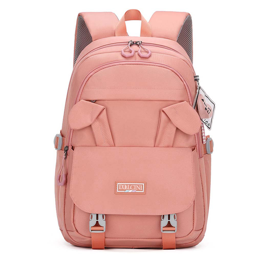 School backpack, pink, rose-shaped, made of polyester, waterproof, as a variant