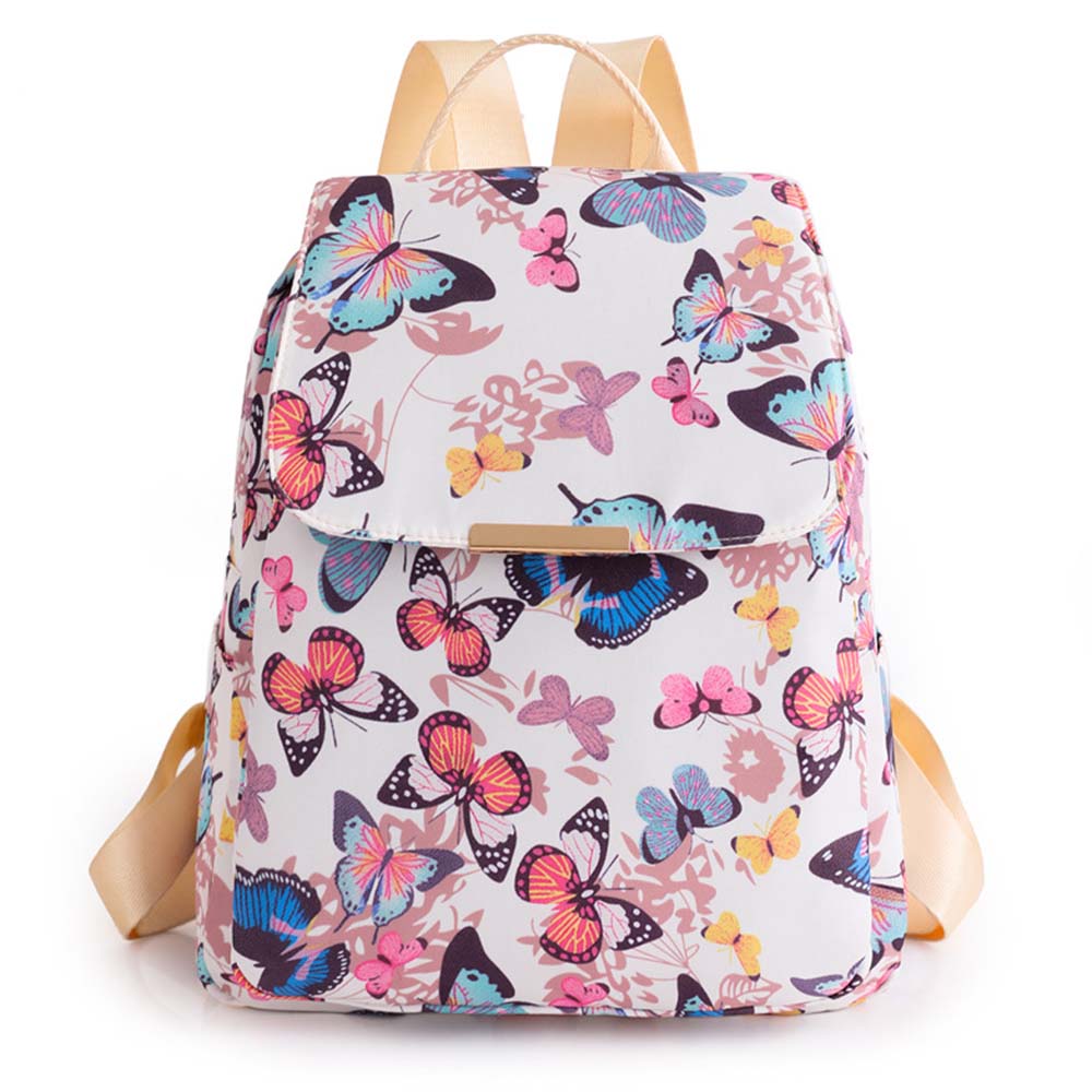 Dollcini pink butterfly women's backpack with cream straps