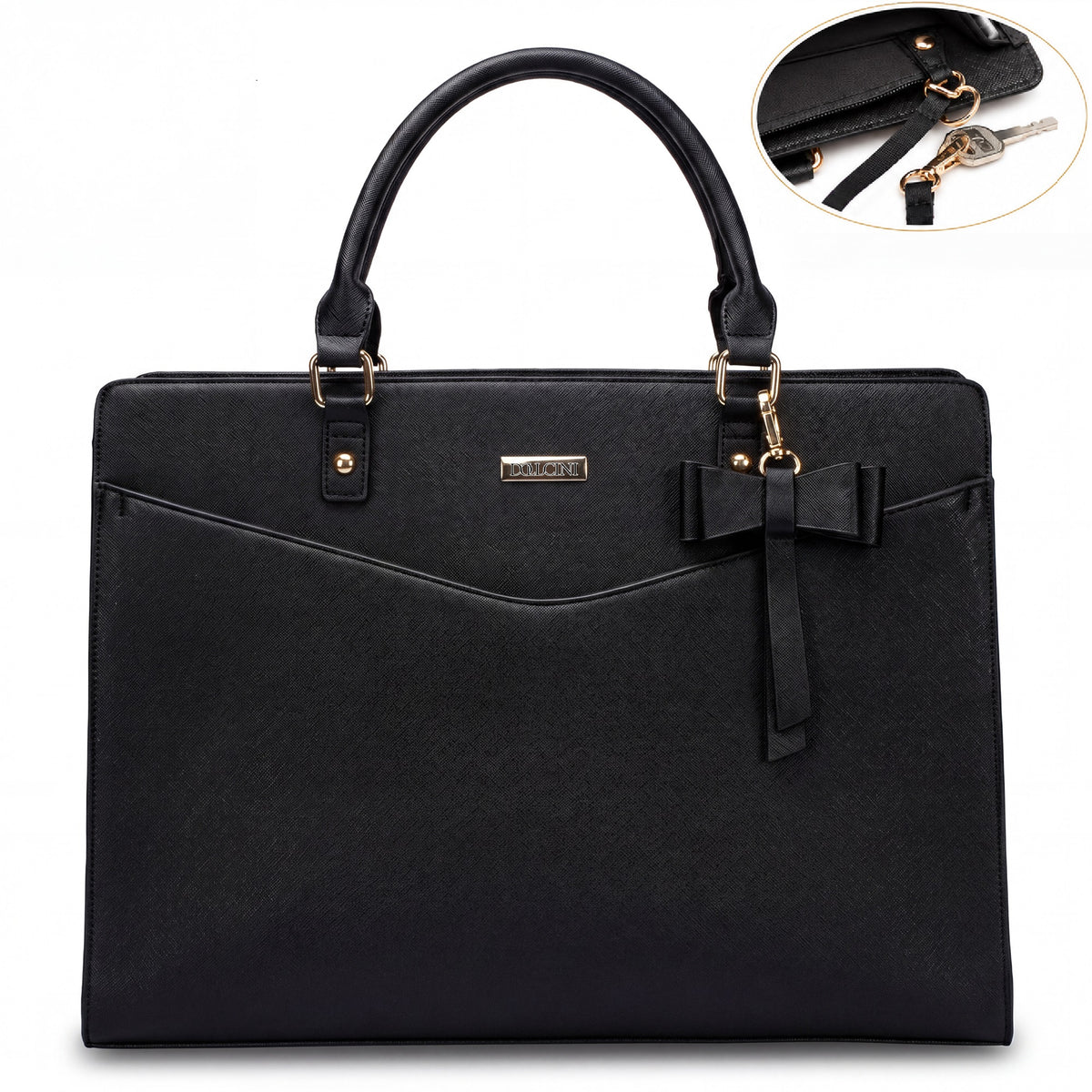 Dollcini Women's Laptop Bag – Stylish, Waterproof Faux Leather Shoulder Bag for Work