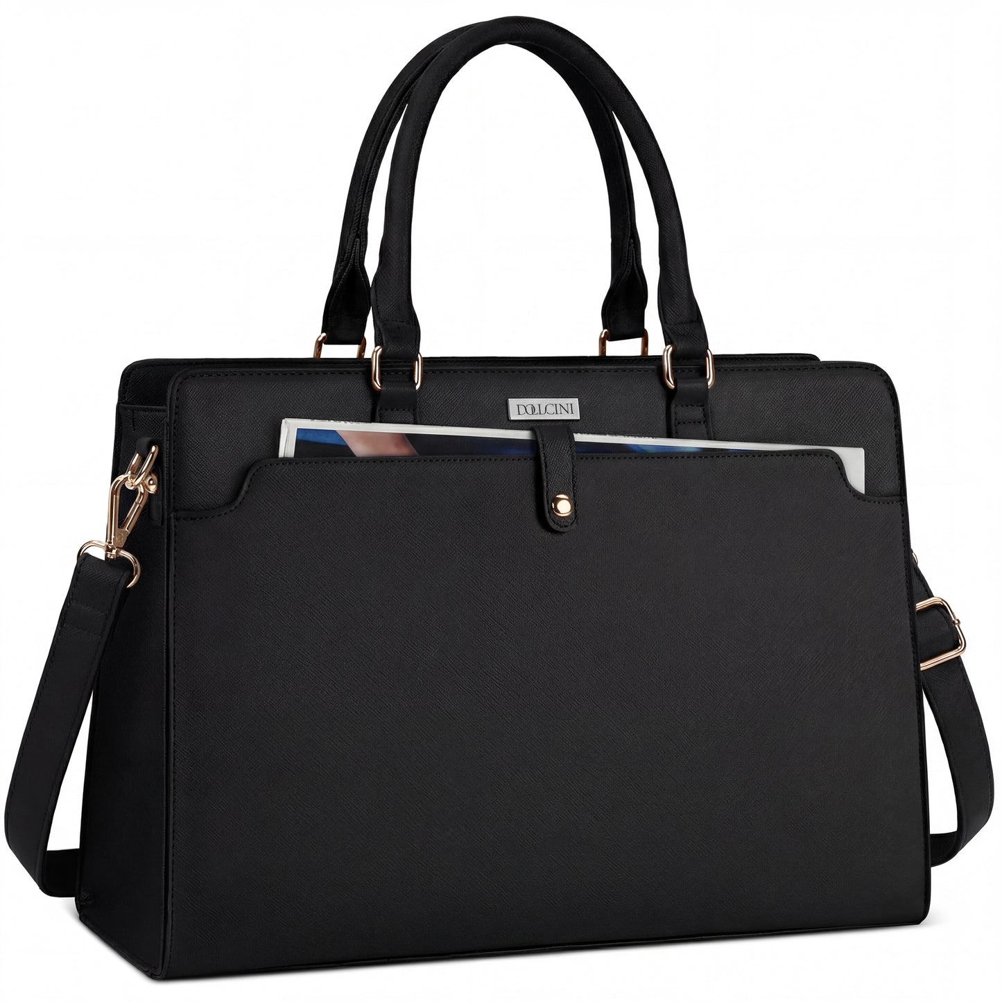 Dollcini Women's 15.6” Laptop Bag – Elegant Black Work Bag