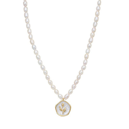 Dollcini Pearl ékszerkészlet 4/8/10 mm - Rózsa/tulipán medál nyaklánc és gyöngy fülbevaló