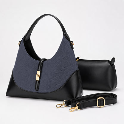 Dollcini Elegant Women's Handbag with Detachable Cosmetic Pouch and Adjustable Shoulder Strap