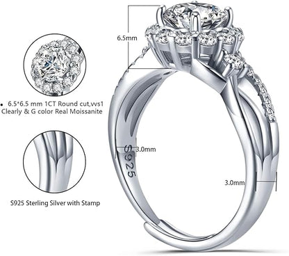 Dollcini 1-Carat Moissanite Ring - 925 Silver, With GRA Certificate