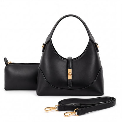 Dollcini Elegant Women's Handbag with Detachable Cosmetic Pouch and Adjustable Shoulder Strap