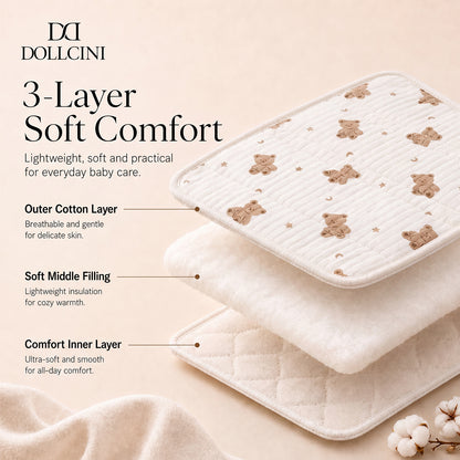 Dollcini Pamut Babapólya Újszülötteknek – 85×85 cm, Macis/Nyuszis Pólyatakaró