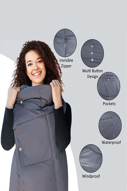 Dollcini, Elegant Warm, Women's Vest, Winter, USB Heating, Windproof, Electrical Insulation, Gray