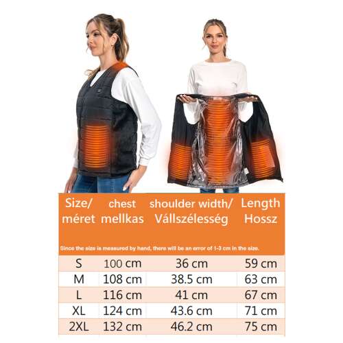 Dollcini Fűthető Női Mellény – 9 Zónás, USB Töltéssel, Fekete