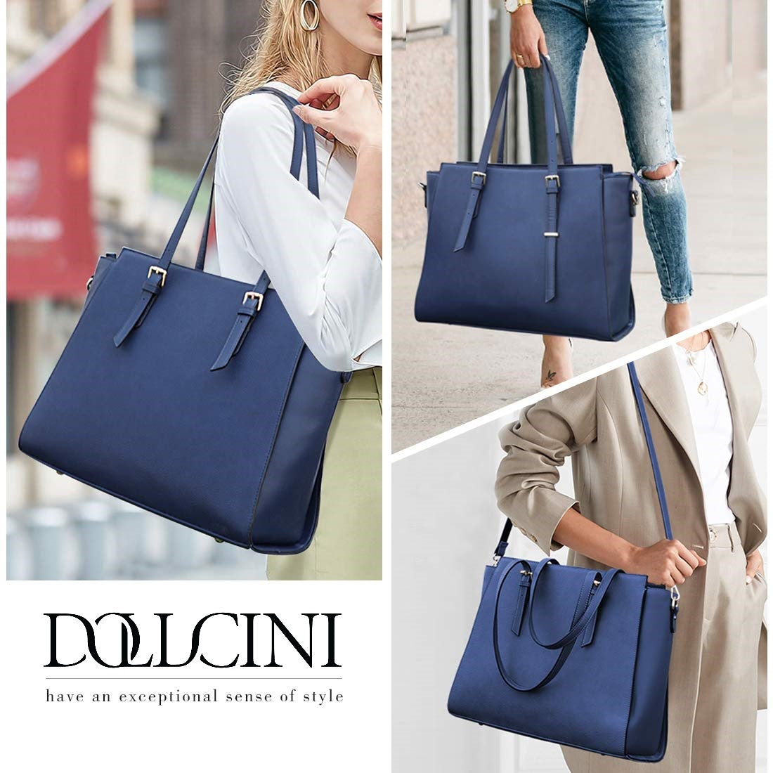 Dollcini, Women's laptop bag, shoulder bag, handbag, waterproof, light synthetic leather, Multiple colors