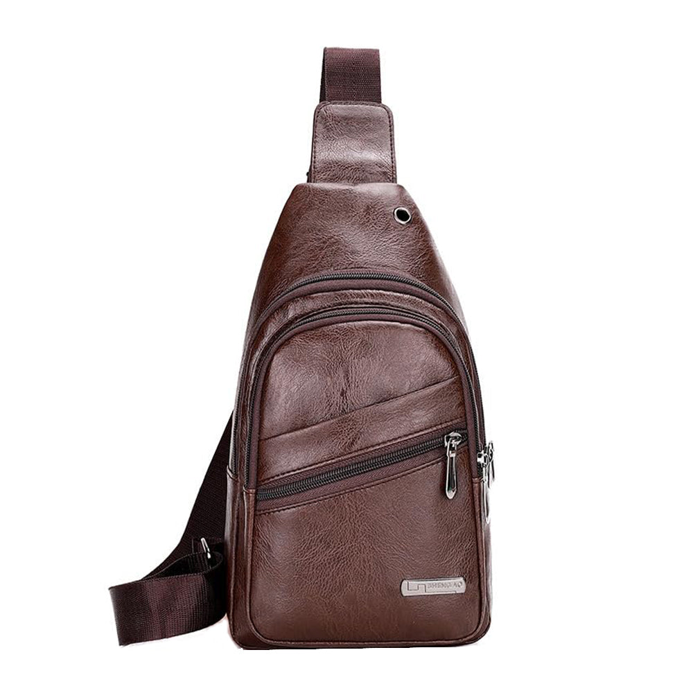 women's shoulder bag, brown, compact, in faux leather, with adjustable strap, as a variant