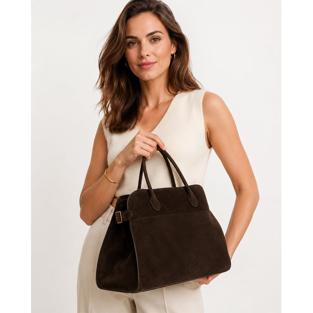 Dollcini Suede-Effect PU Women's Handbag – Large Shopper Bag, Available in Multiple Colors
