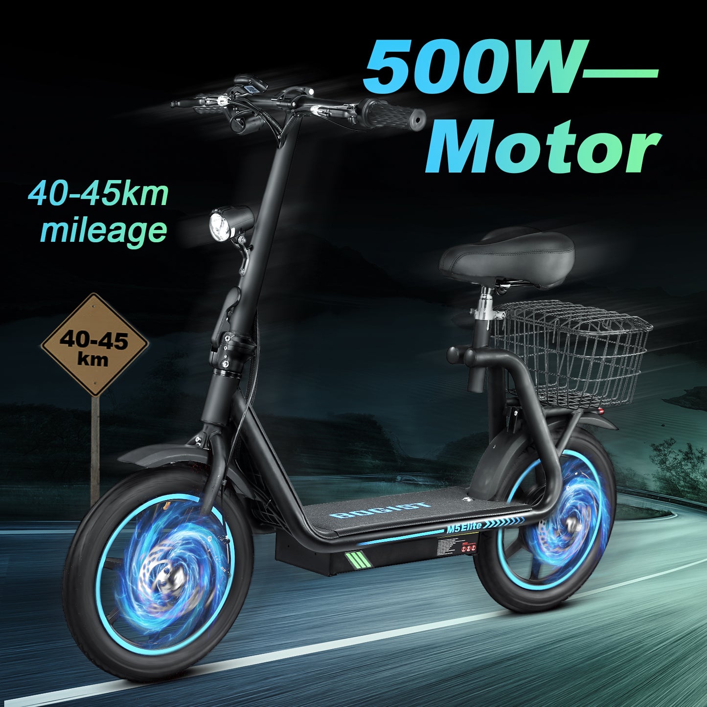 Bogist M5 Elite Electric Scooter 500W – 40 km/h, 45 km Range, 14″ Wheels