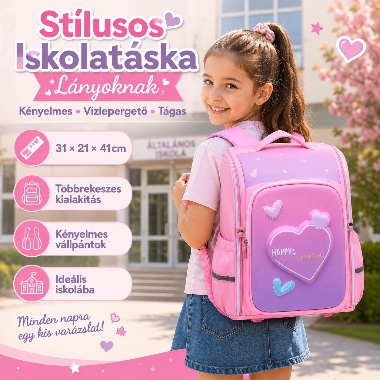 Dollcini Gyermek Iskolatáska – Vízálló és Kopásálló