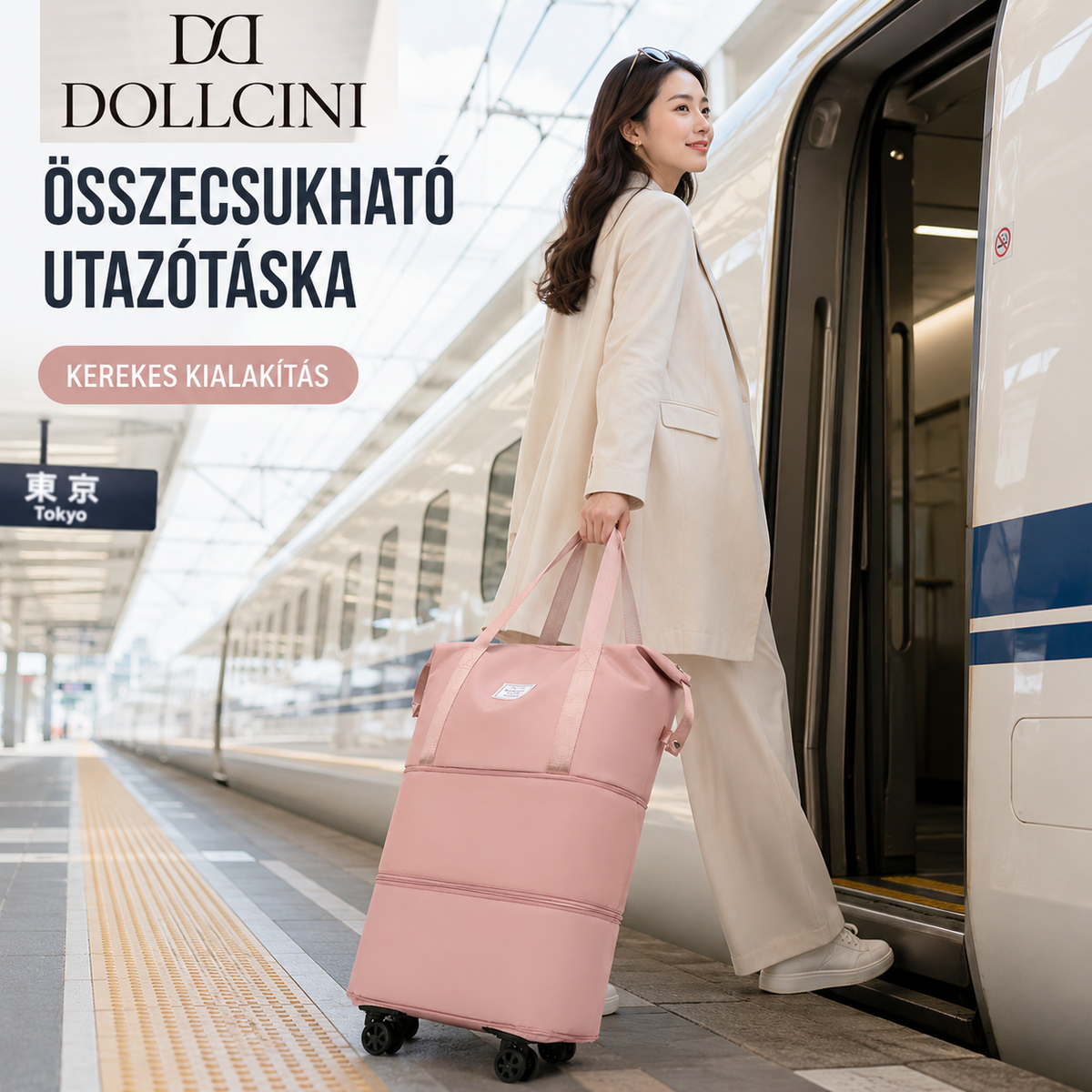 Dollcini Foldable Women's Travel Bag – Waterproof, Large Capacity