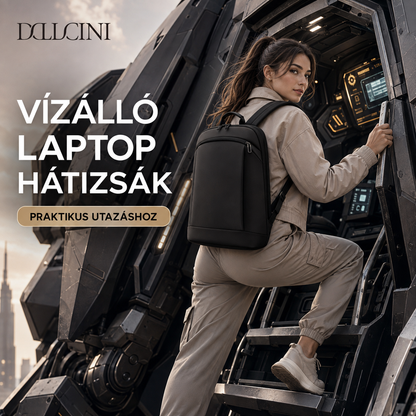 Dollcini Unisex Laptop Backpack for 15.6” Laptops – Waterproof, Practical, Black