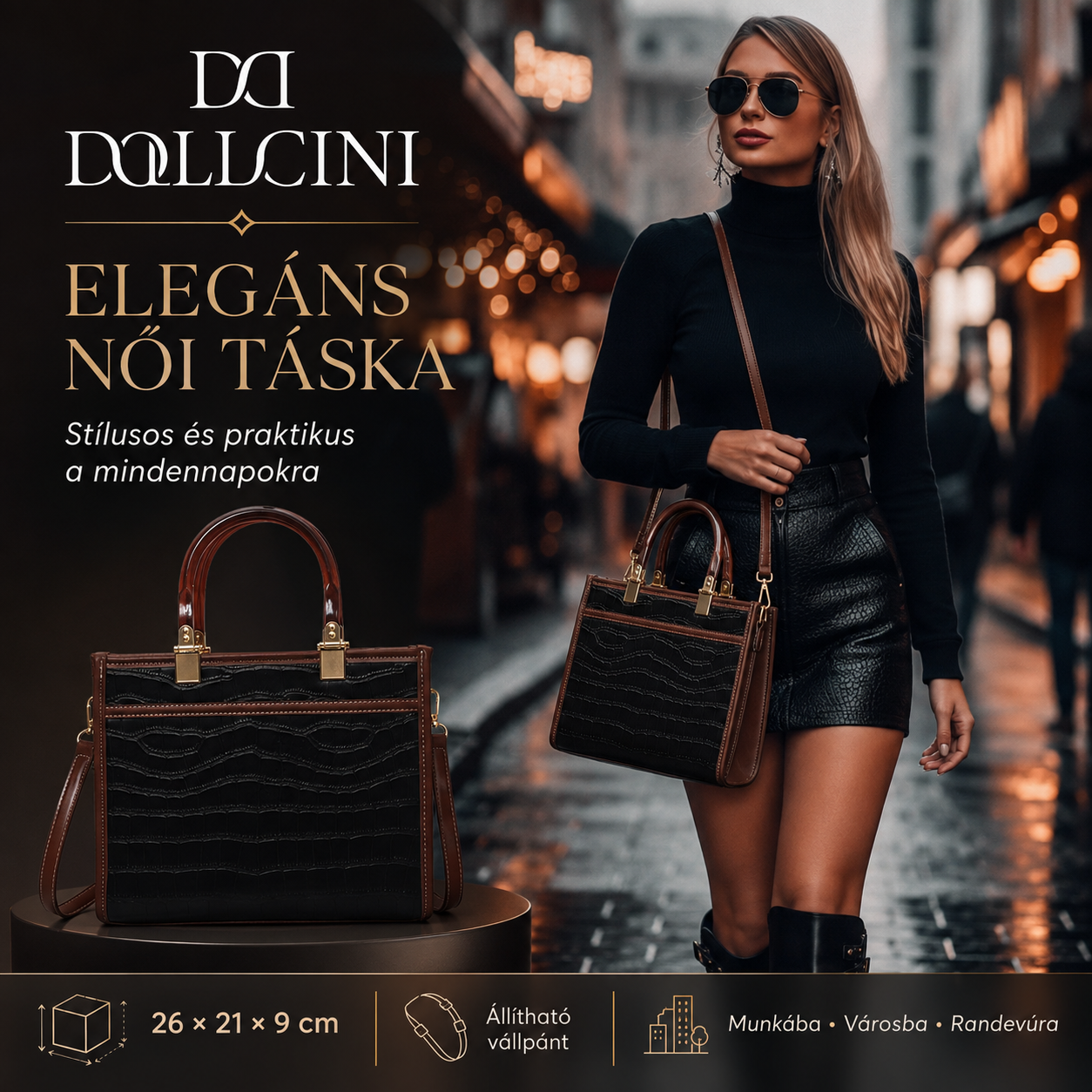 Dollcini Fashionable Women's Crossbody Bag – Elegant and Practical Faux Leather