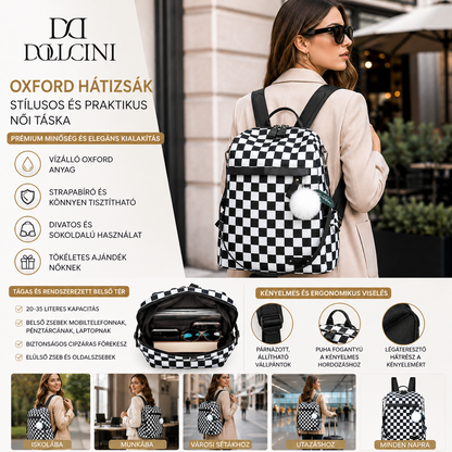 Dollcini Oxford Women's Backpack, School Bag – Waterproof and Spacious, For Work, For School