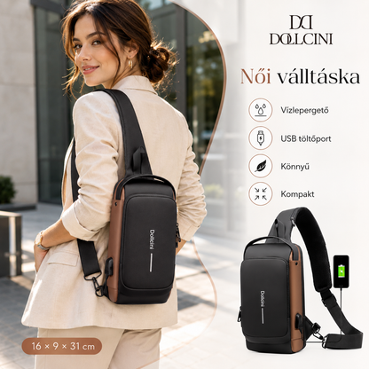 Dollcini Women's Chest Bag with USB Port – Combination Lock Shoulder Bag