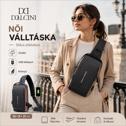Dollcini Women's Chest Bag with USB Port – Combination Lock Shoulder Bag