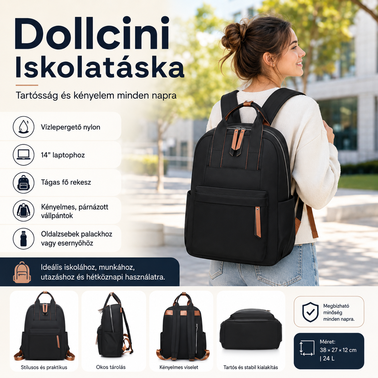 Dollcini Fashionable Women's Backpack – Durable and Comfortable, Large Capacity