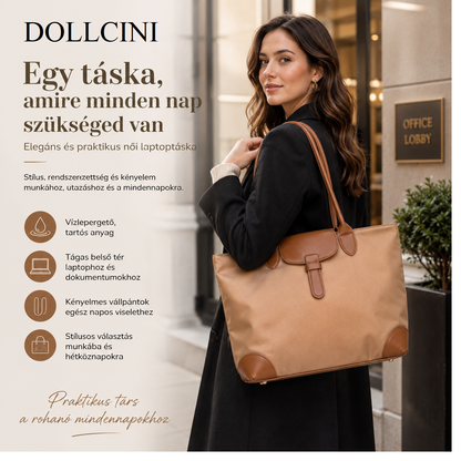 Dollcini Elegant Women's Bag – Water-Repellent Faux Leather, For Business Use