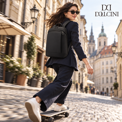 Dollcini Unisex Laptop Backpack for 15.6” Laptops – Waterproof, Practical, Black