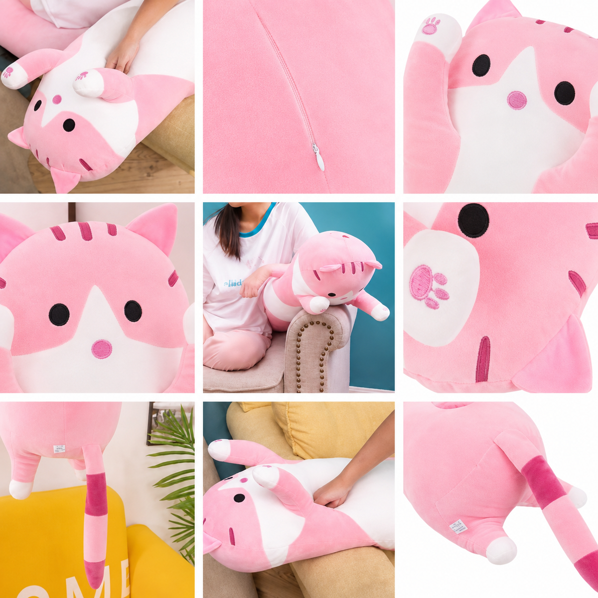 Dollcini Home Long Plush Cat – 60 cm, Multiple Colors