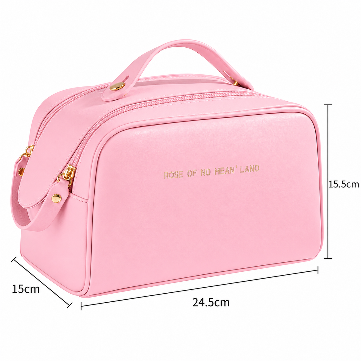 Dollcini Stylish Cosmetic Bag – Waterproof Faux Leather, Large Capacity