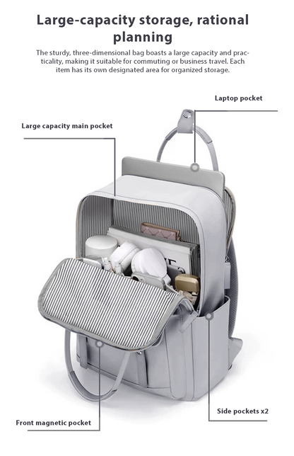 Dollcini Unisex Business Travel Backpack – Fits 16” Laptop, Expandable, Water-Resistant (36–55L)