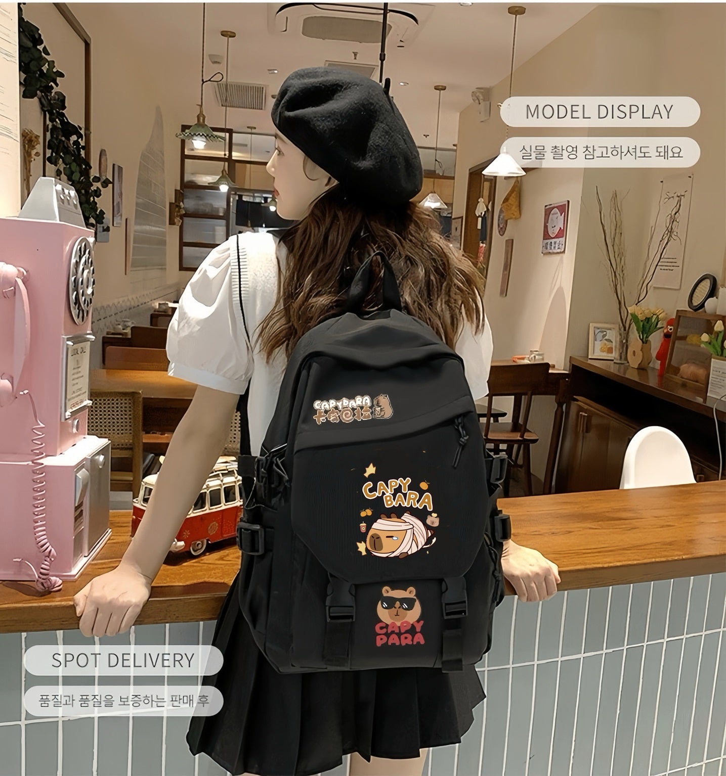 Dollcini Elegant Unisex School Bag – Stylish Black Backpack