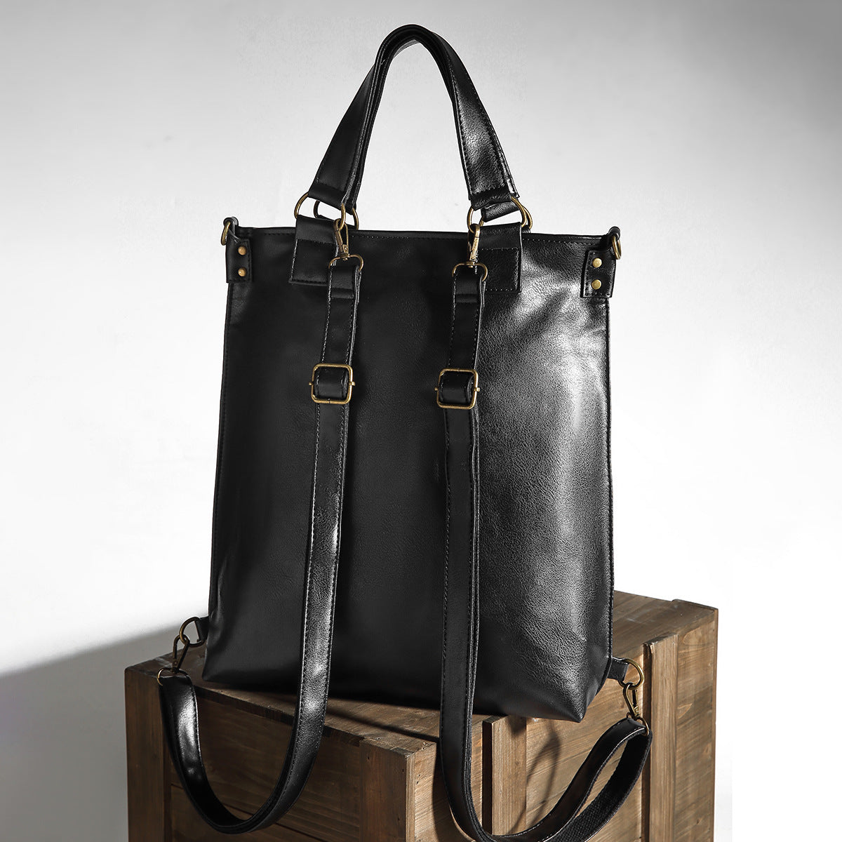 Dollcini, Women's Faux Leather Biker-Style Backpack – Large, Zippered, for City Use